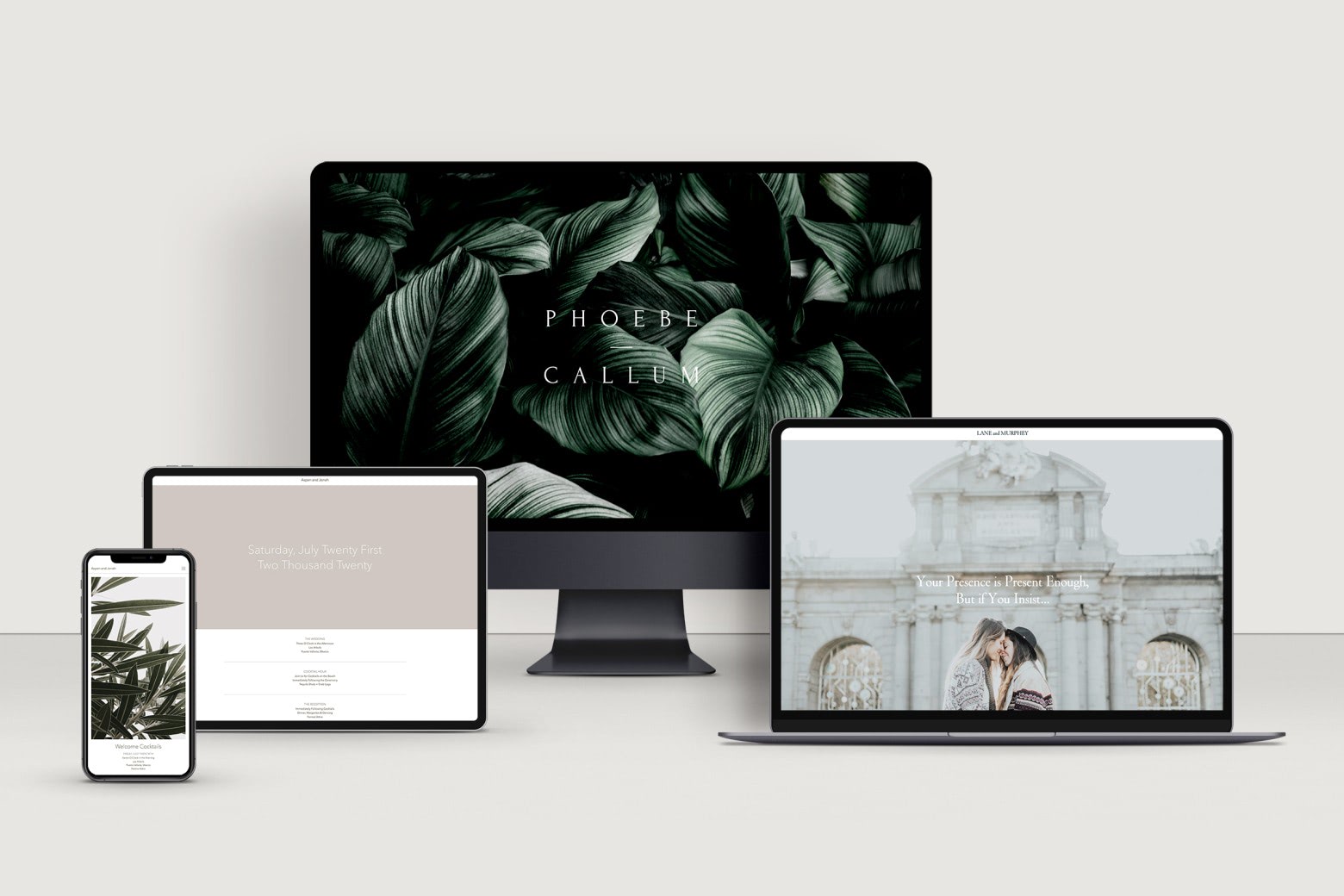 various custom wedding website examples