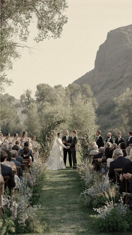 couple holding hands getting married
