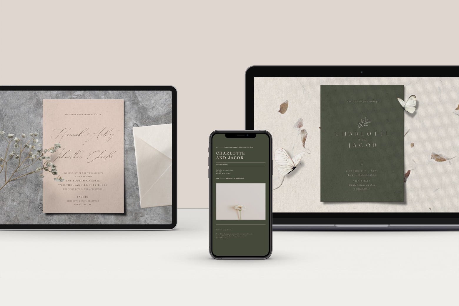 wedding e-invite floral design example